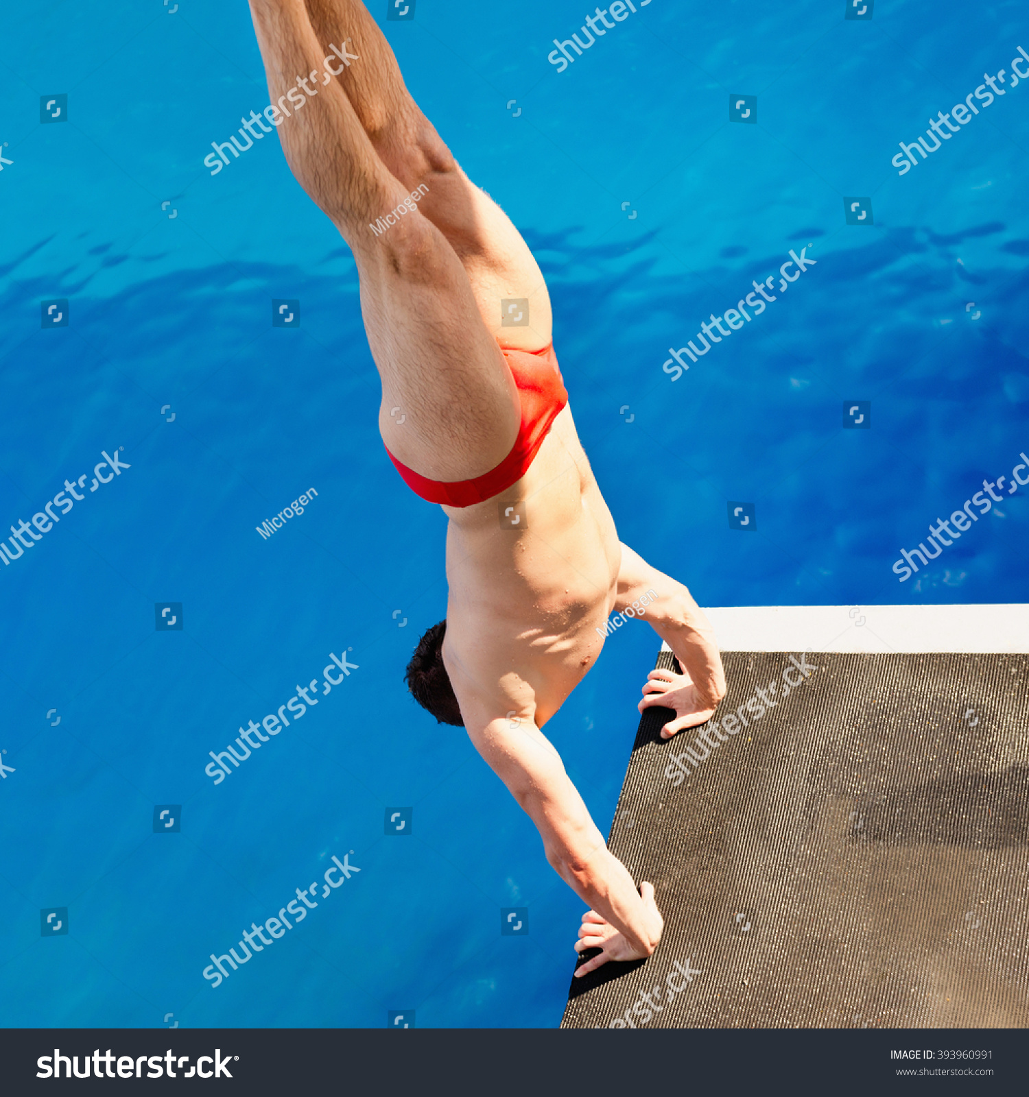 Platform diver  starting from handstand