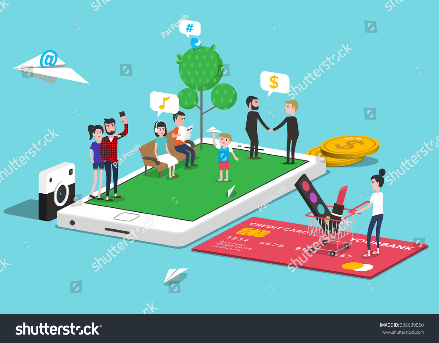 How people use mobile  smart phone. Infographic elements. Isometric. Vector illustration.