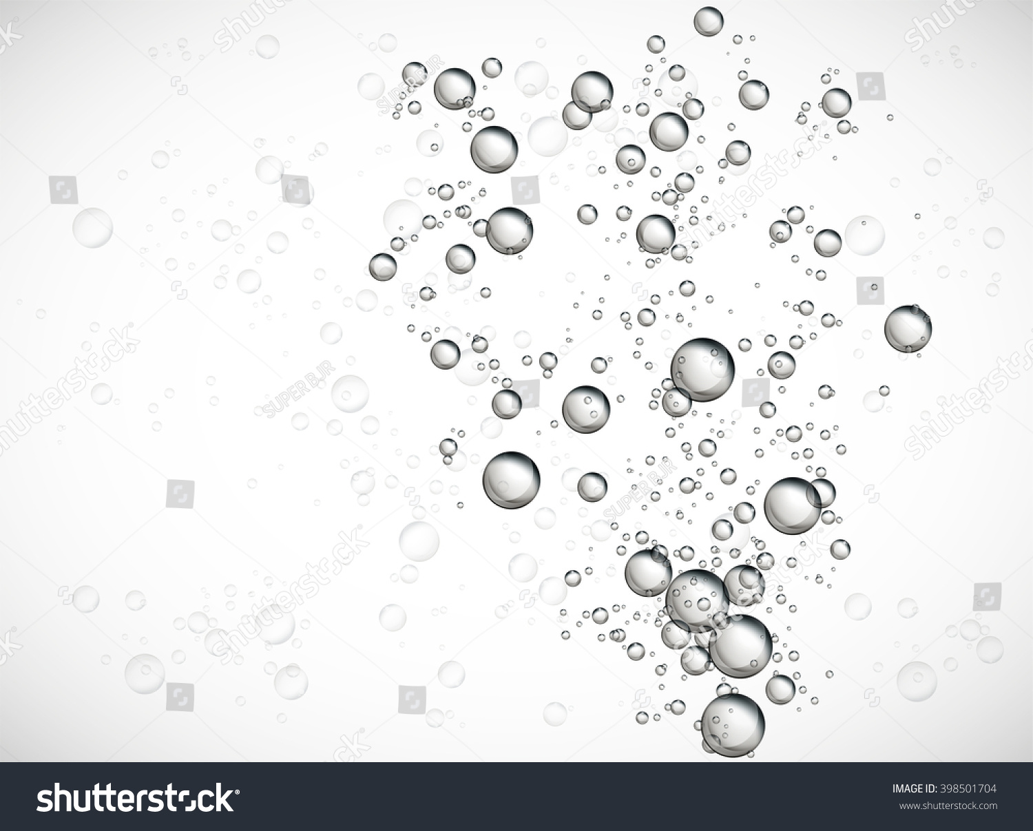 Abstract Water soap bubbles rising on clear background. 