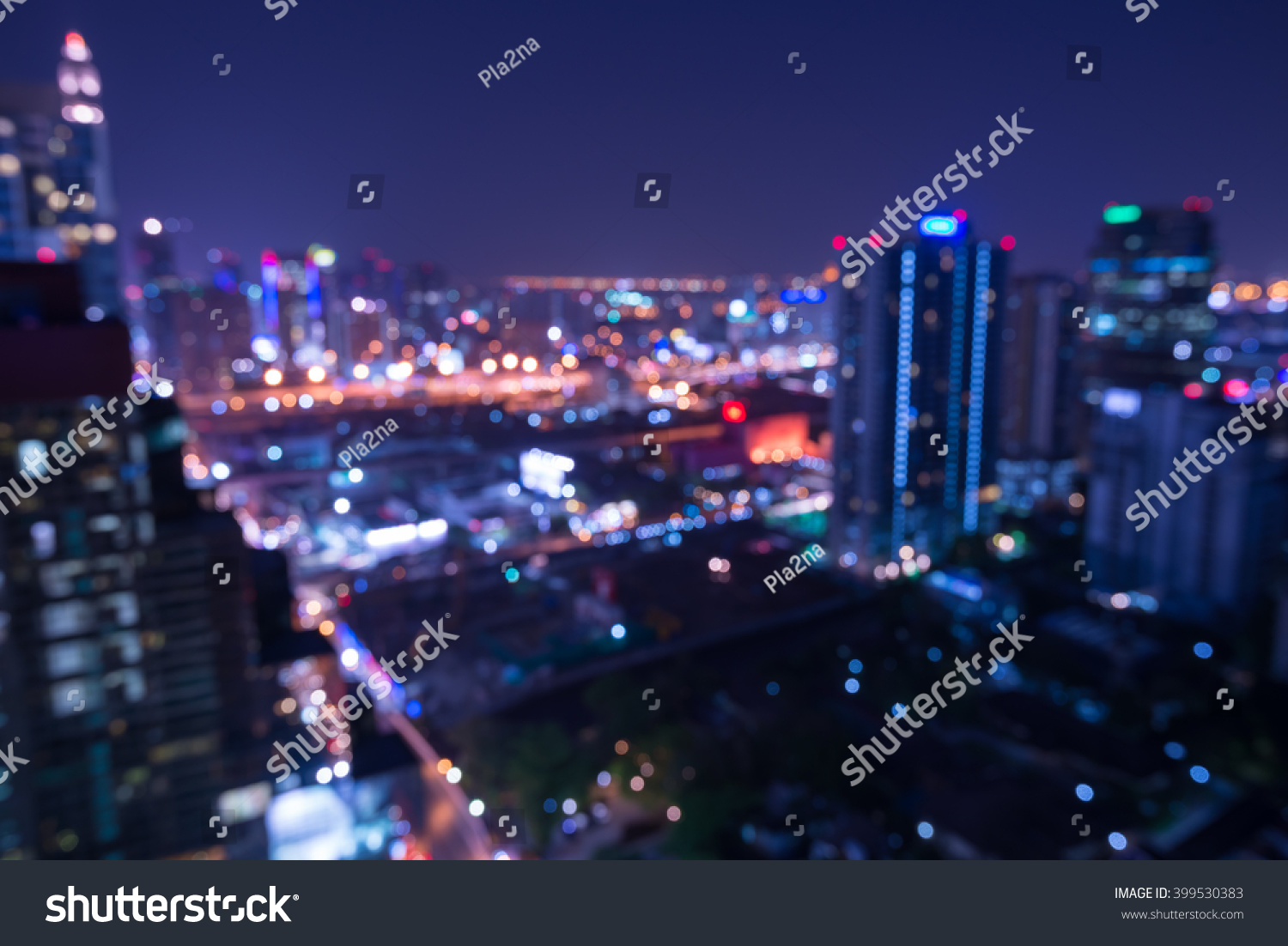 Abstract urban night light bokeh defocused background