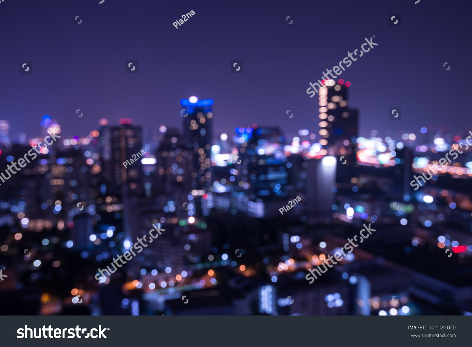 Abstract urban night light bokeh defocused background