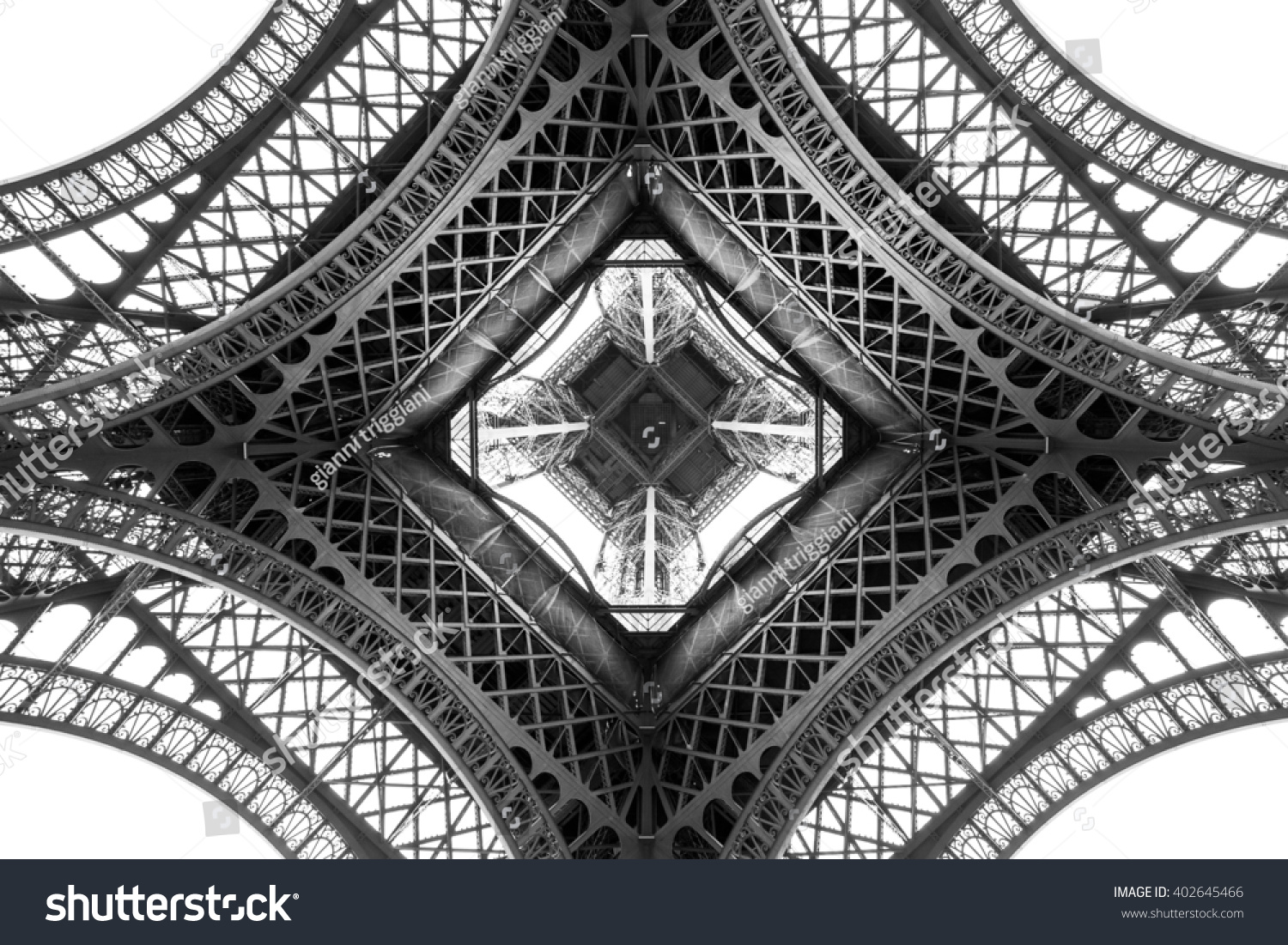 Eiffel Tower architecture detail  bottom view. unique angle