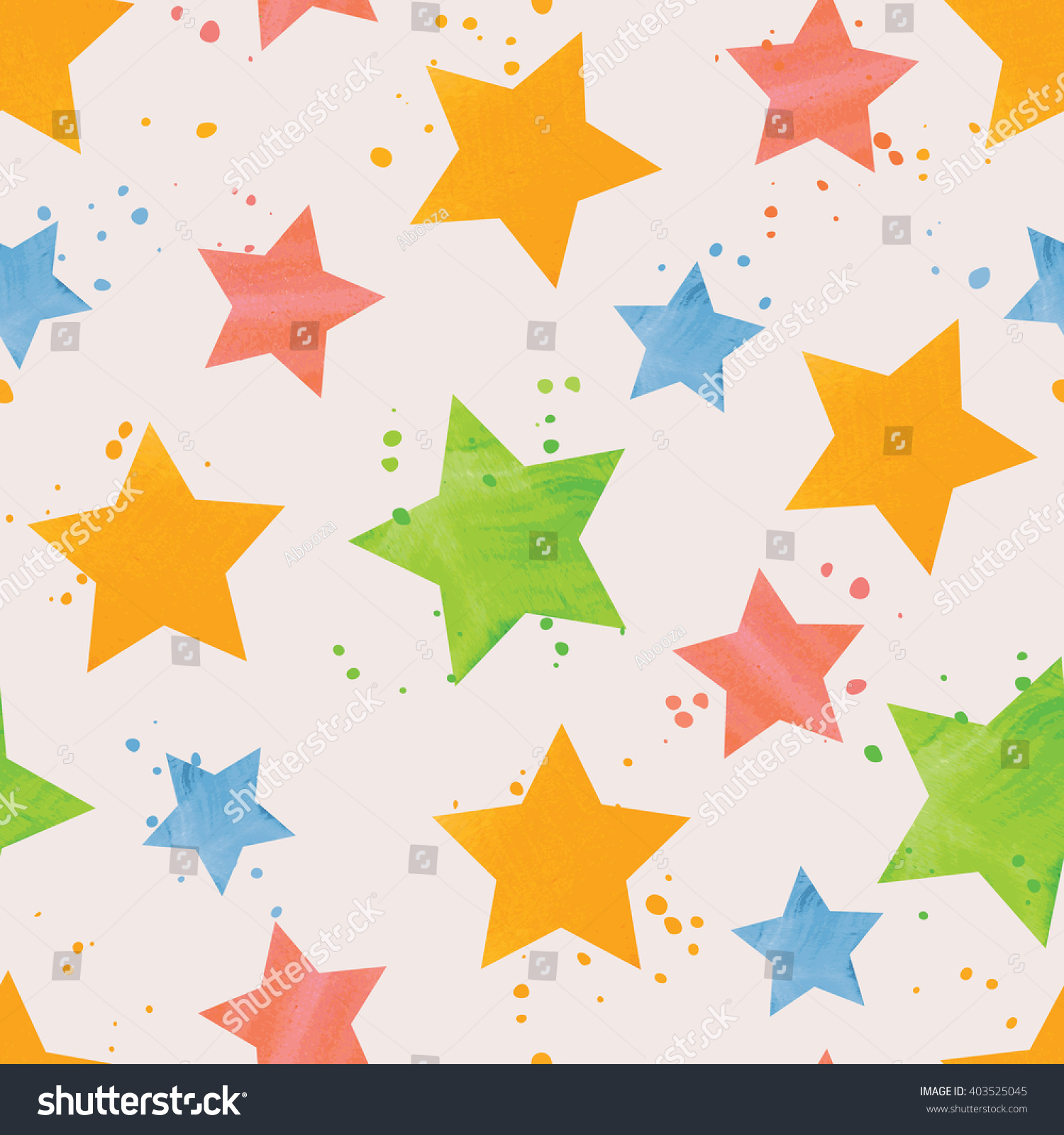 Vector seamless pattern with watercolor stars