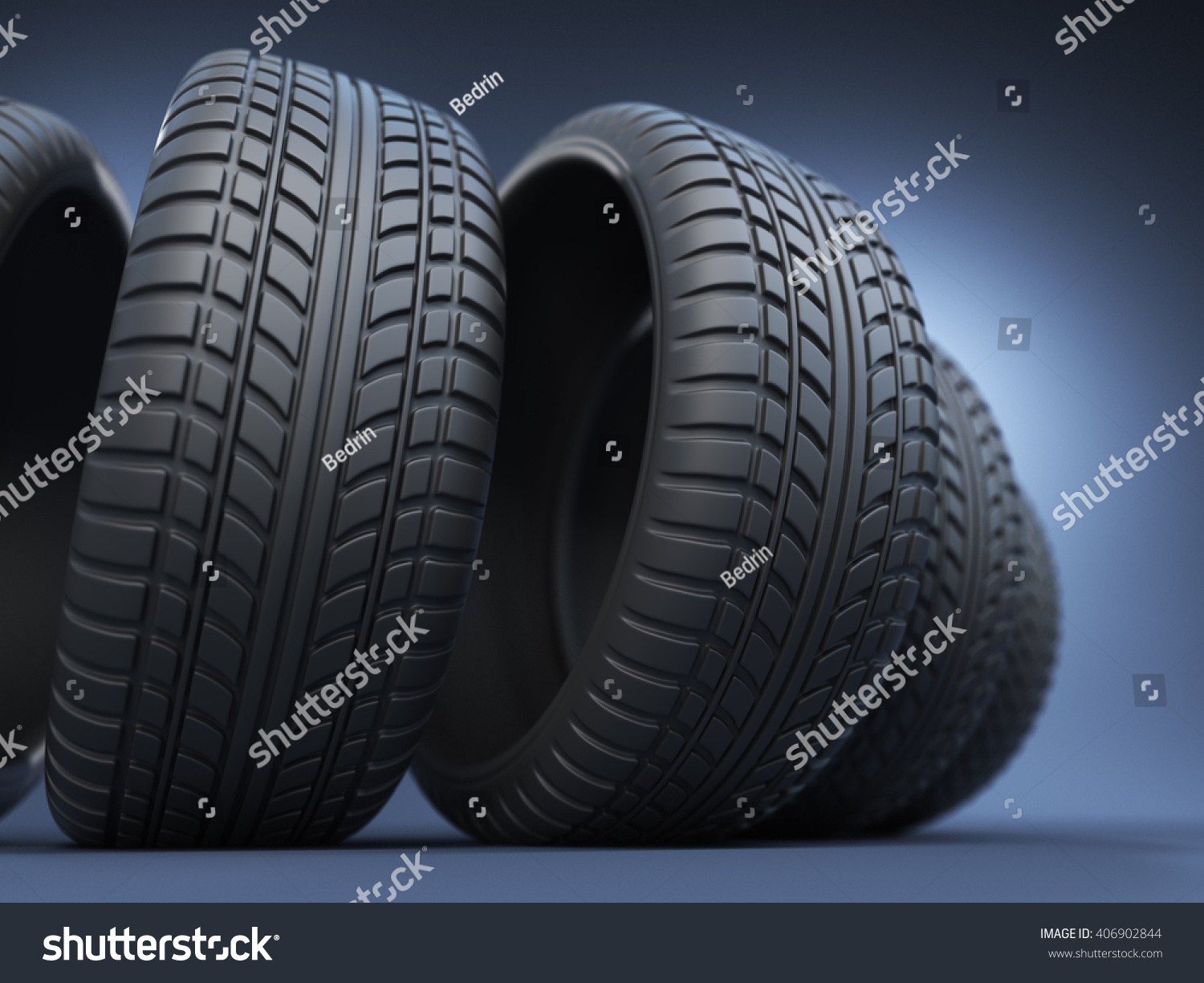 rubber tire or tyre 3D  on blue