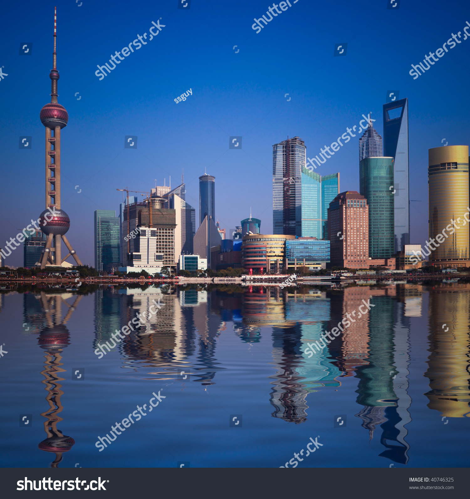   Wide angle view of Shanghai  China skyline.the landmark of shanghai.