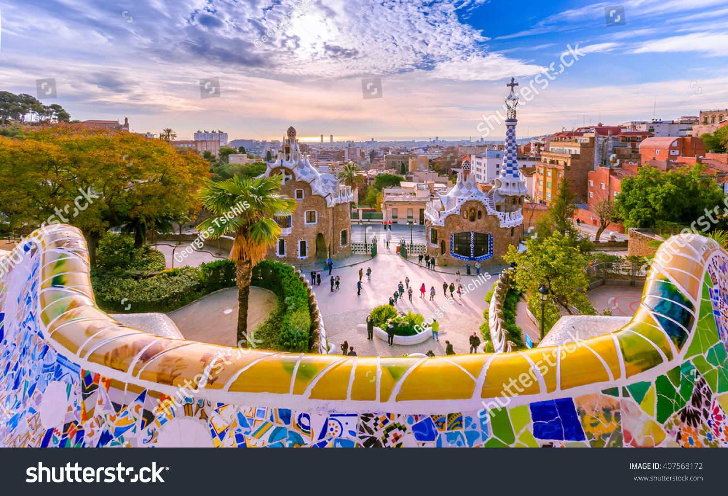 View of the city from Park Guell in Barcelona