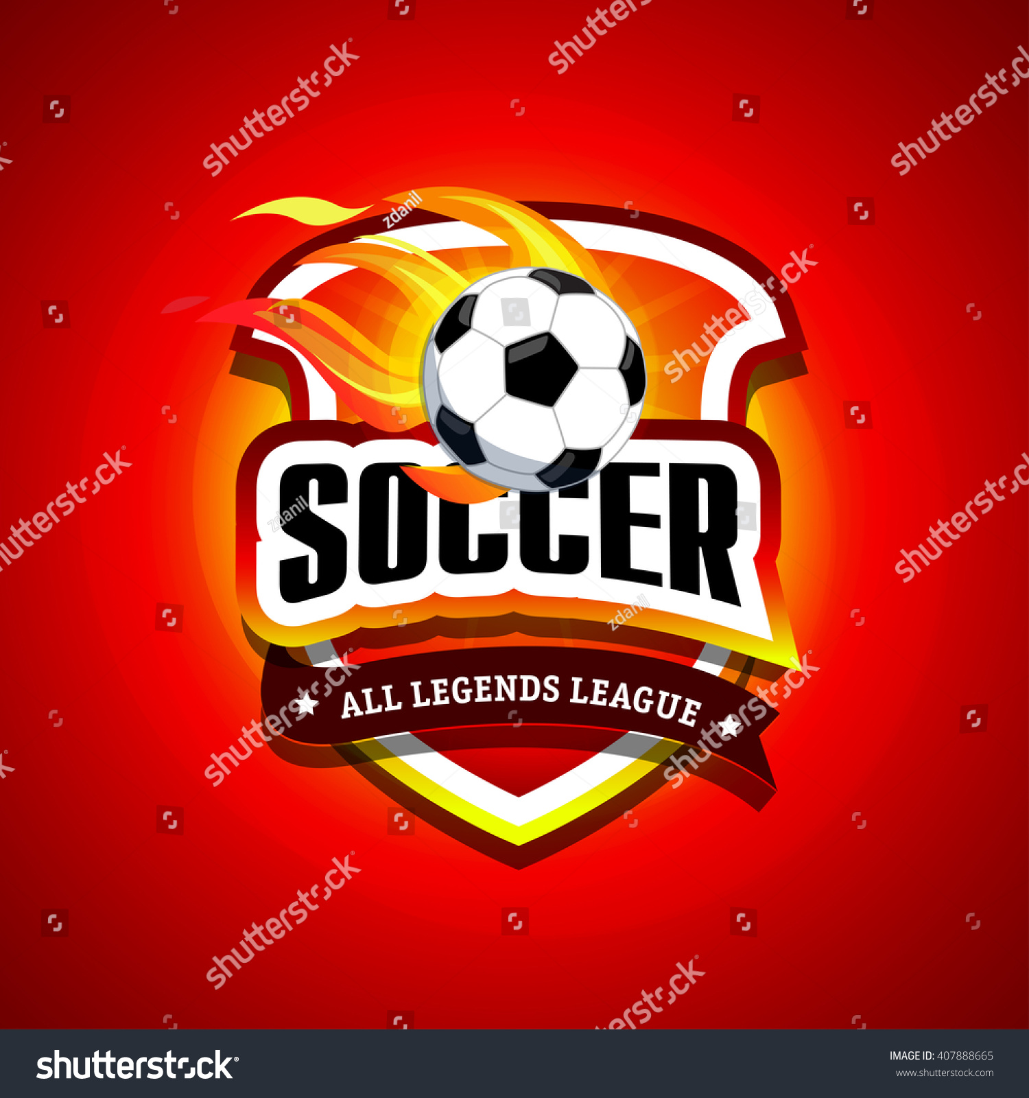 Soccer  football logo. Fire Red and black soccer football badge logo design template  sport logotype template. Soccer Themed T shirt. Football logo. Vector illustration.