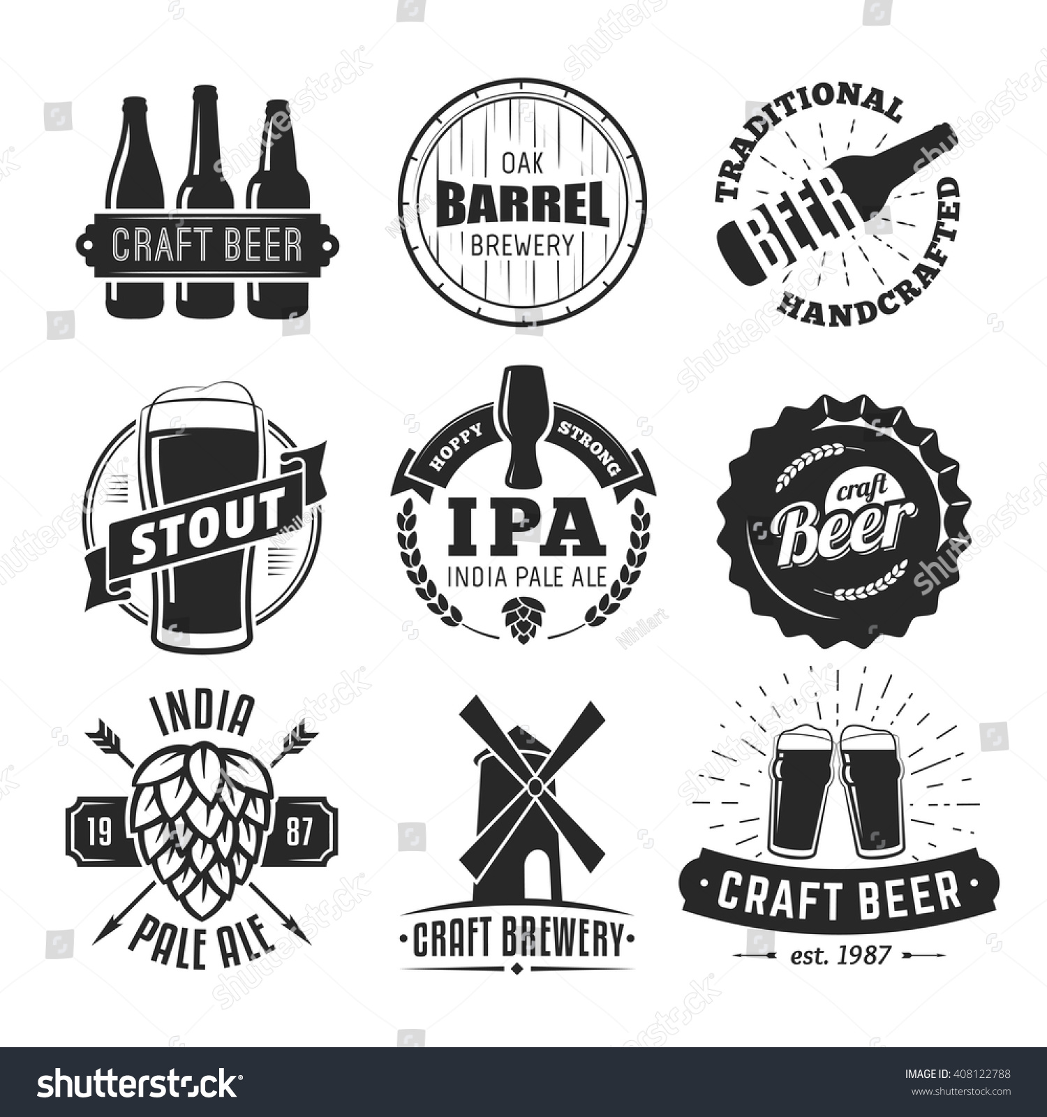 Vector craft beer badges. Vintage labels and emblems.