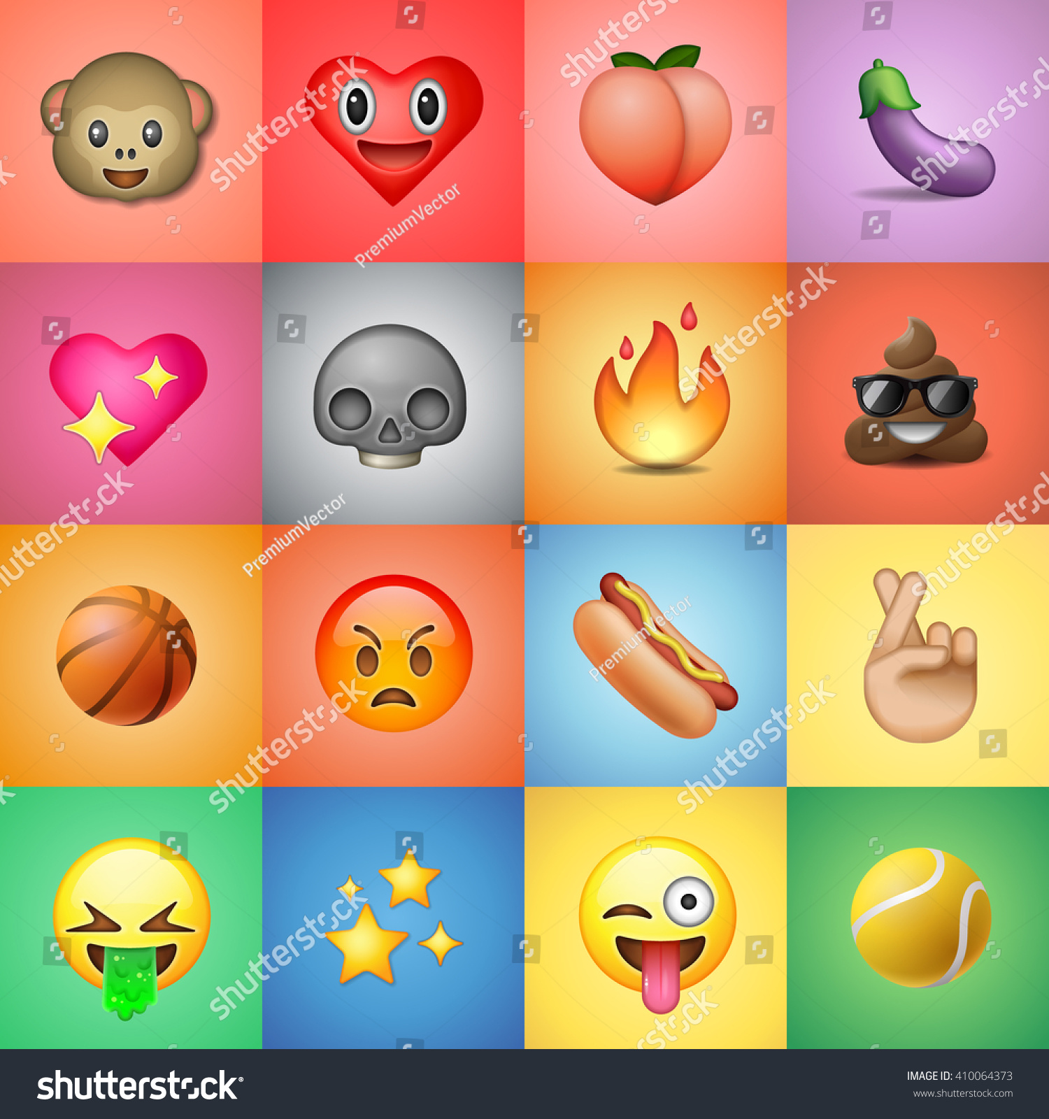 Set of emoticons  emoji  colorful background
