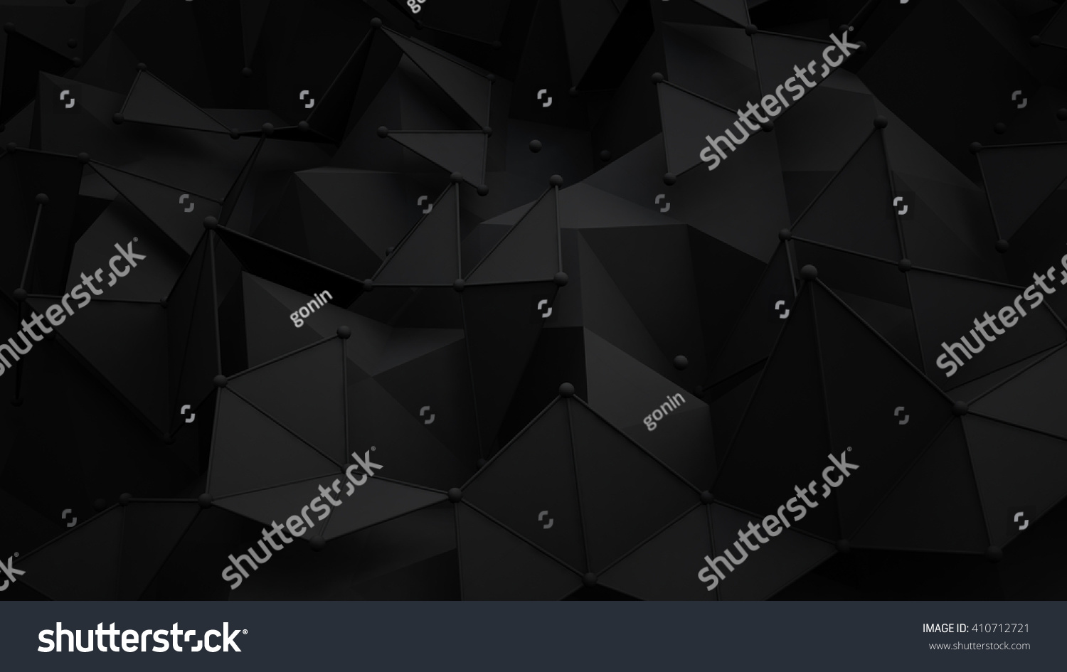 Black polygonal surface. Abstract 3D rendering background