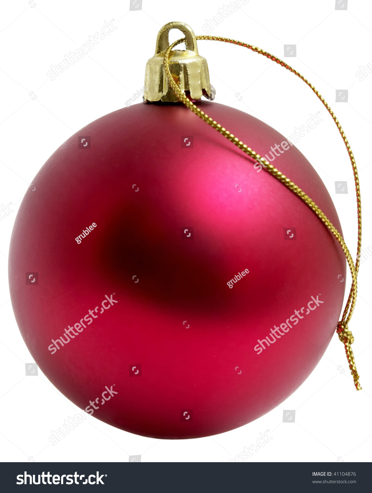 red christmas decoration ball on the golden tinsel isolated over