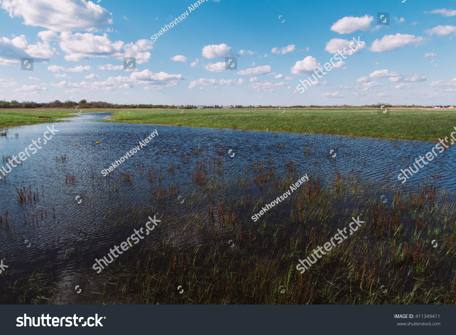 small lake in the green field_站酷海洛_正版图片