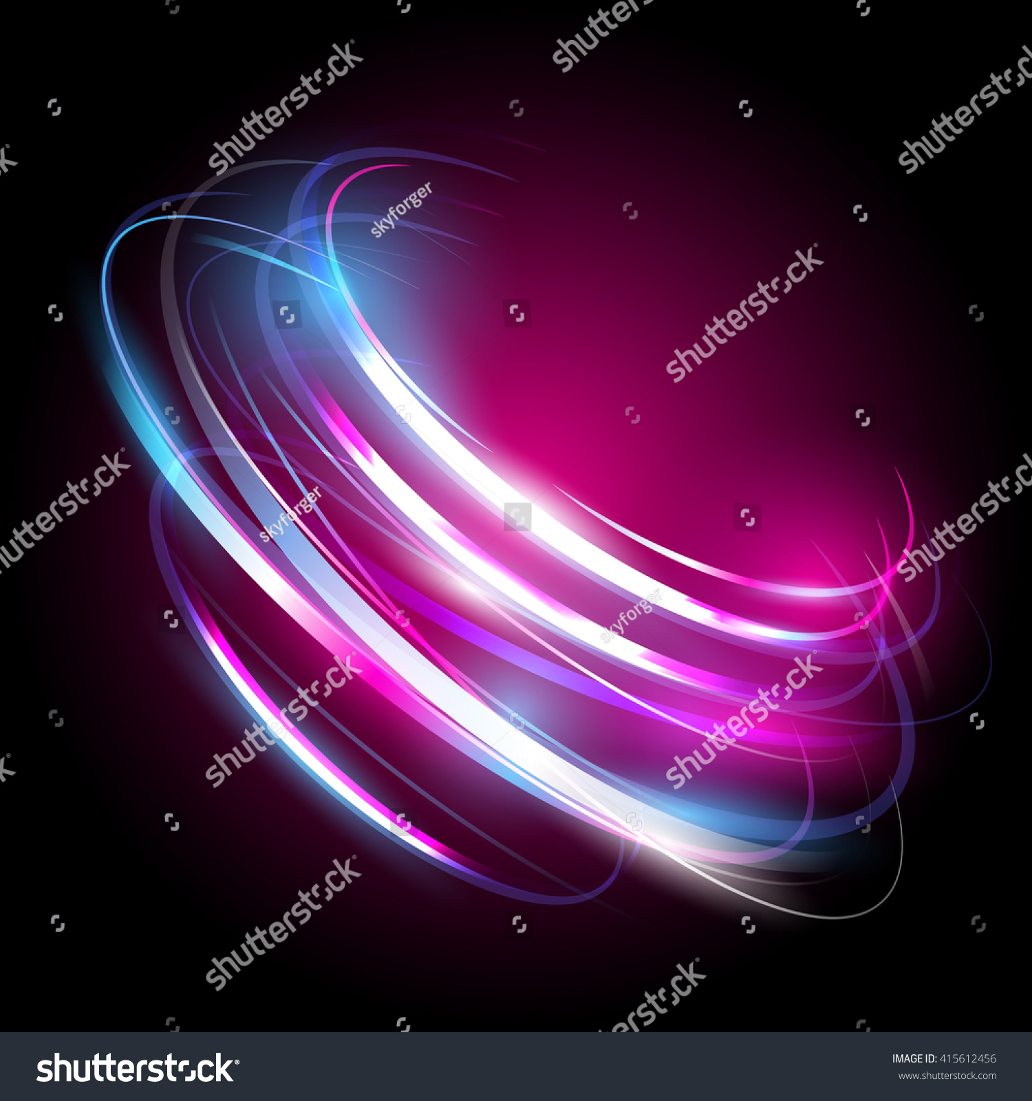 霓虹灯和闪光灯的美丽彩色矢量光效果。带有飞行设计元素的背景。