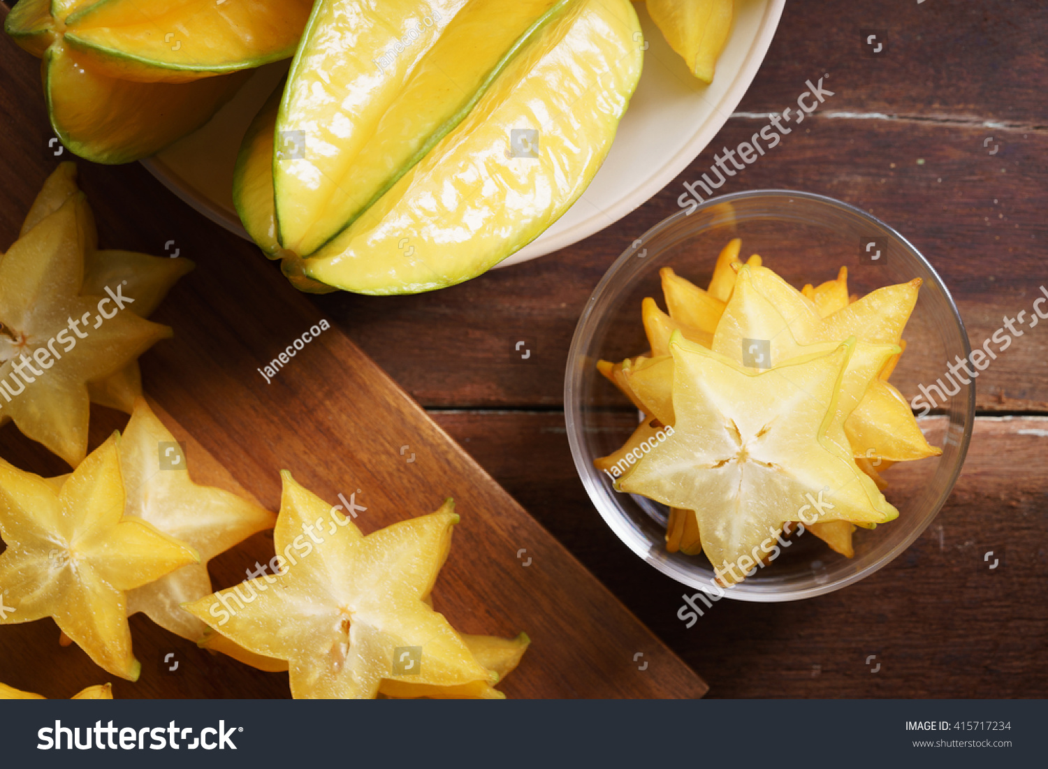 Star fruit  starfruit  carambola on wooden background