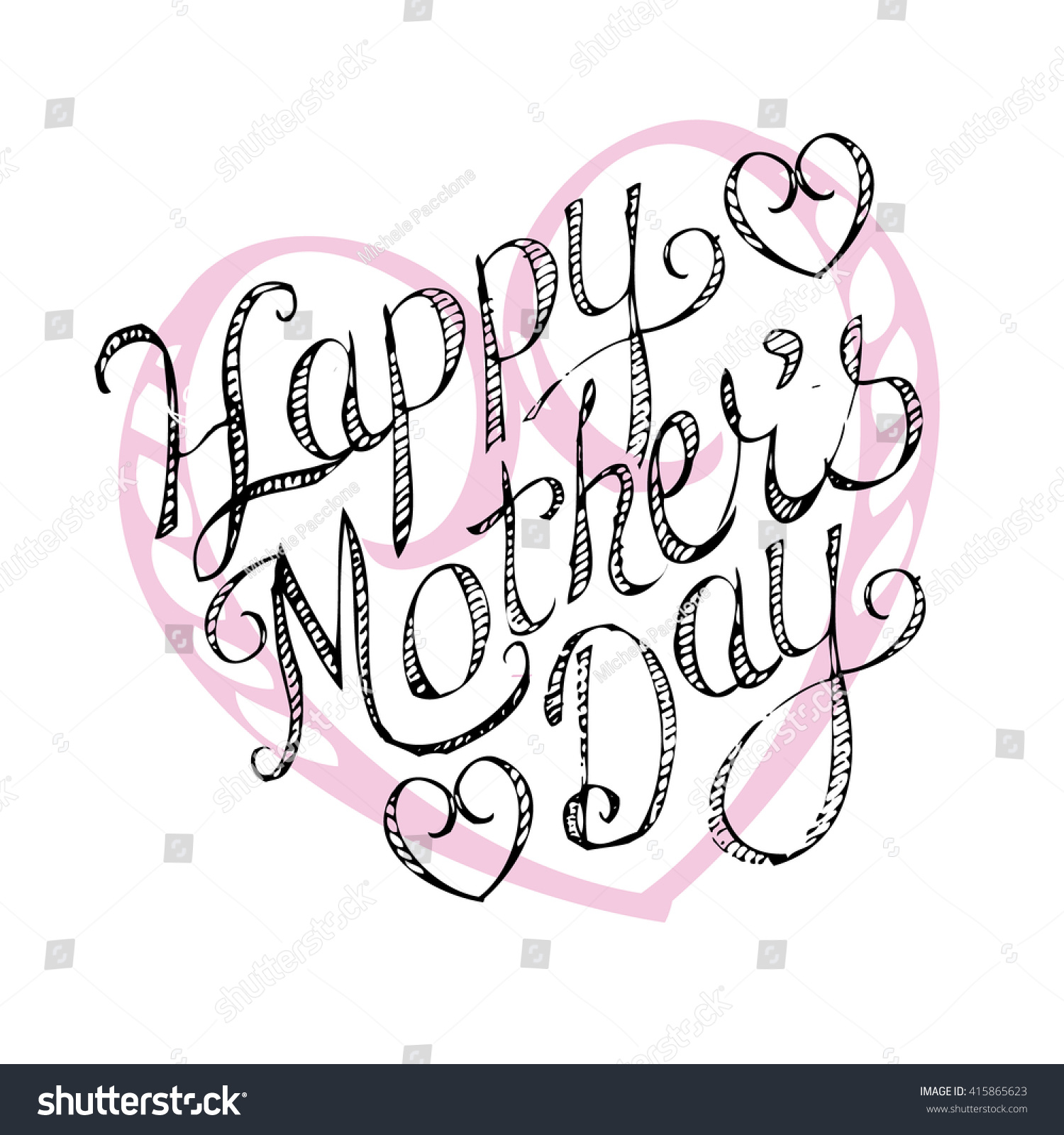 happy mothers day hand drawn typography