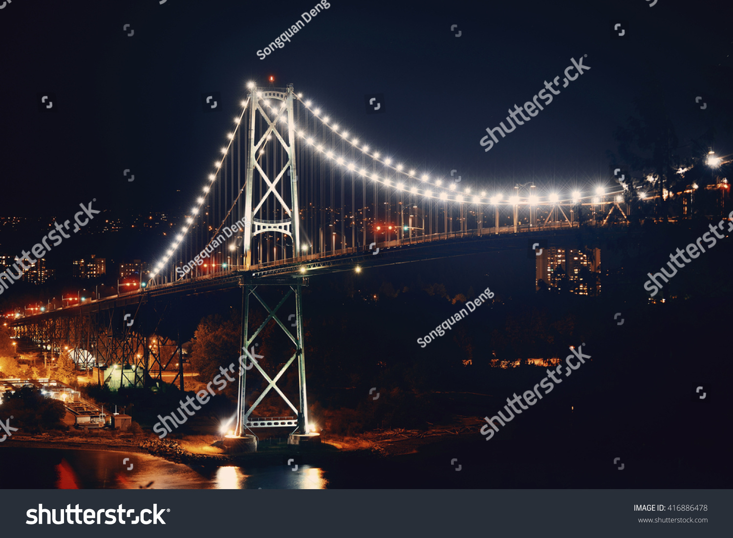 Vancouver Lions Gate Bridge night view