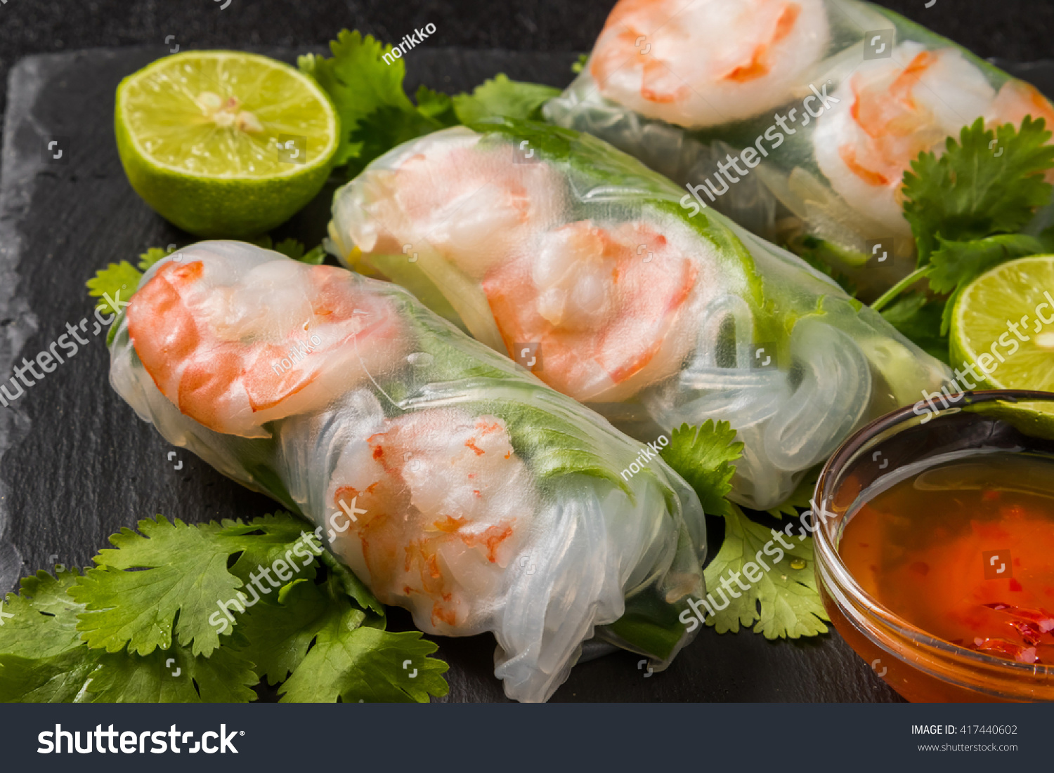 Salad spring roll of Asian wind prawns