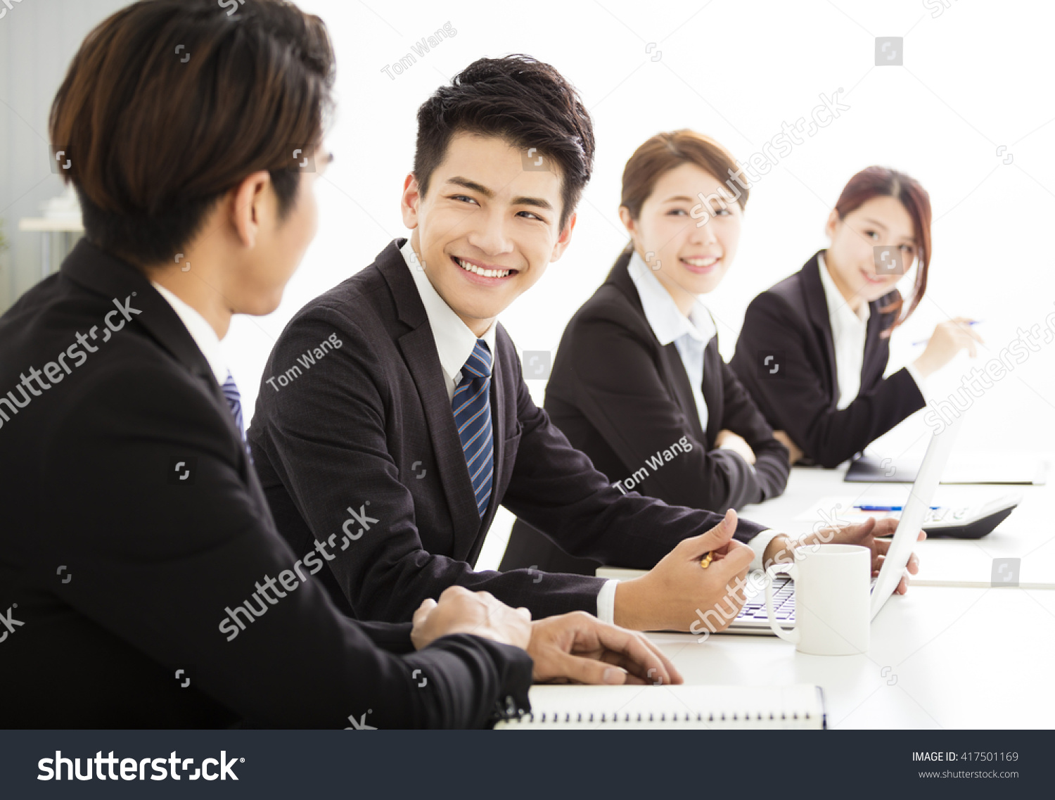 group of business people having meeting together