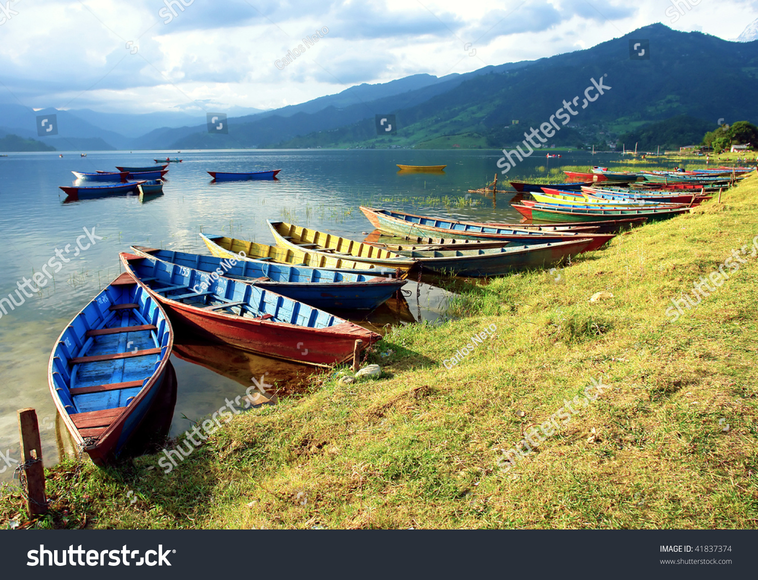 Boats in Pokhara Nepal Fewa Lake