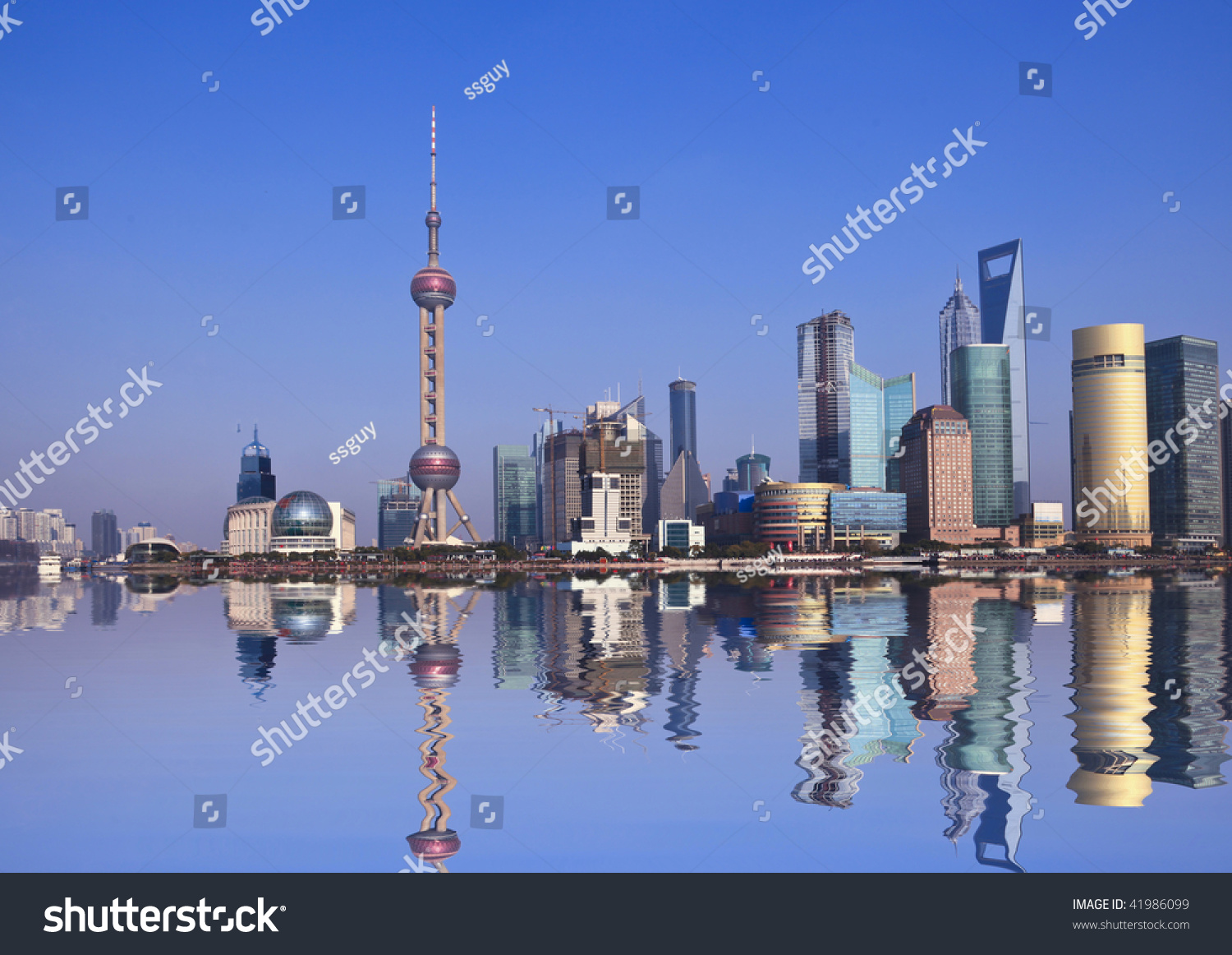   Wide angle view of Shanghai  China skyline.the landmark of shanghai.