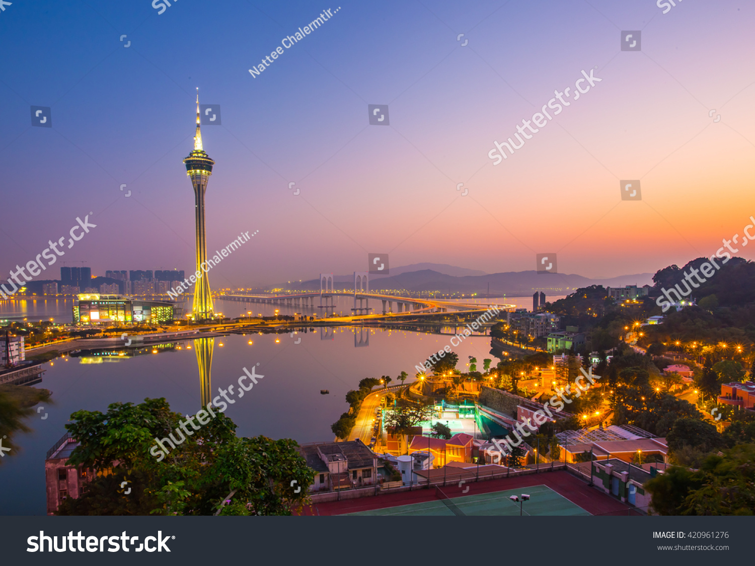 Macau Sunset view city skyline in Macau
