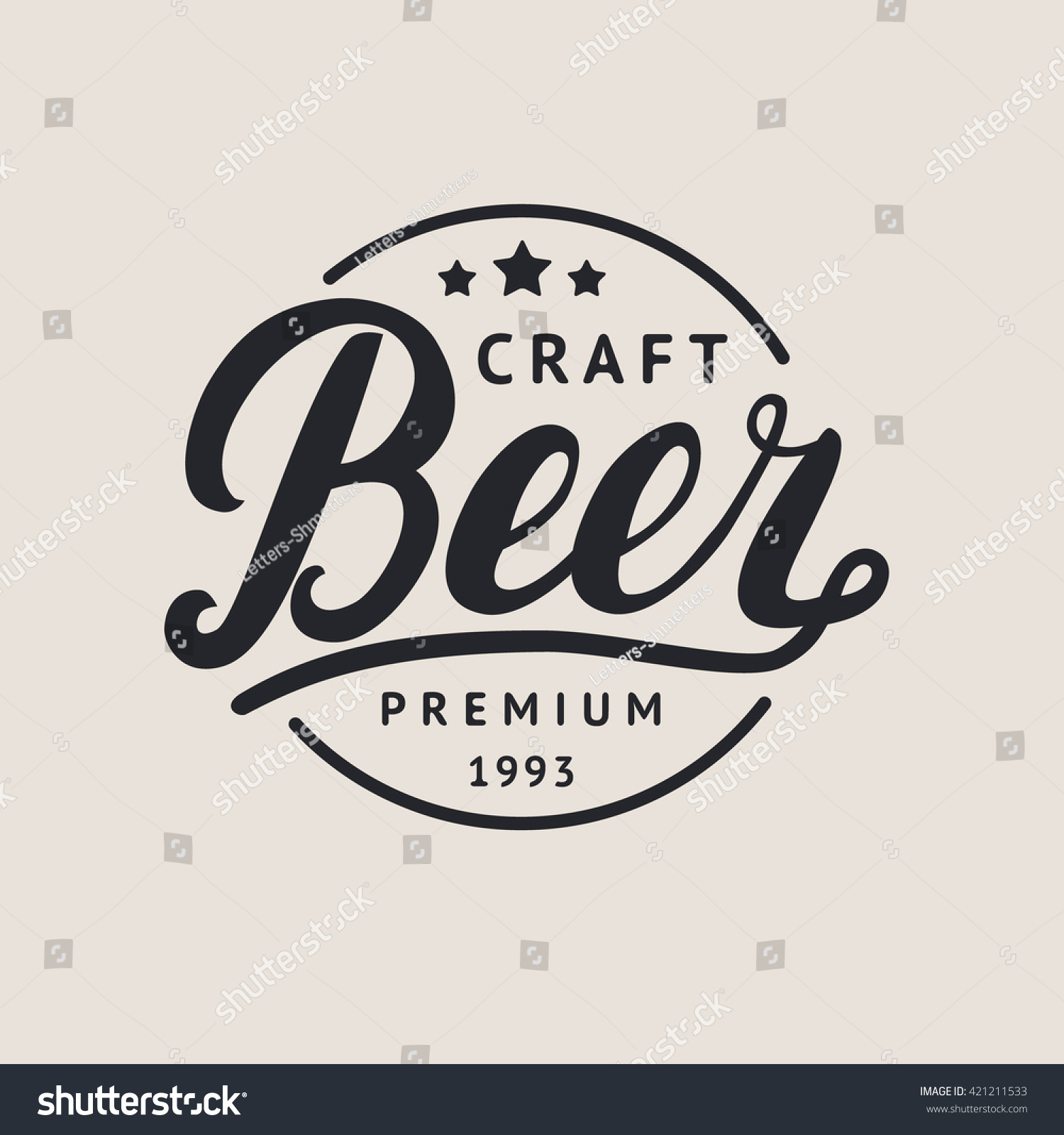 Craft beer logo  label. Beer hand lettering. Vector illustration.