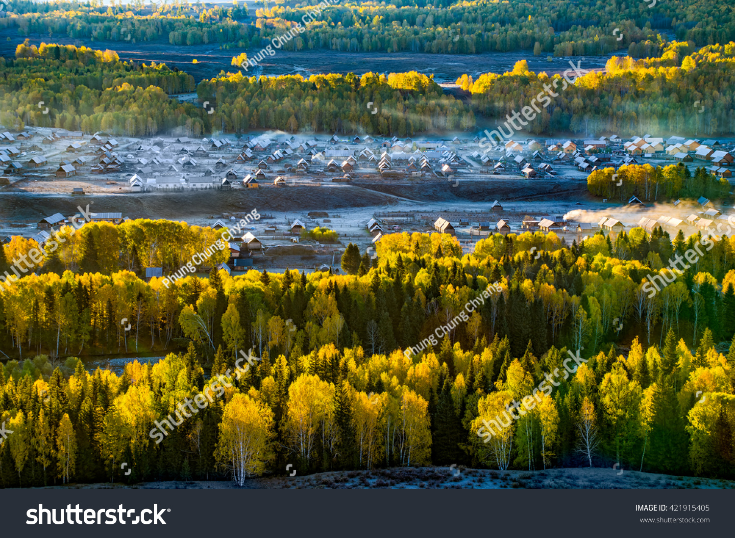 Blue Tone Of Hemu Village In The Foggy Early Morning
