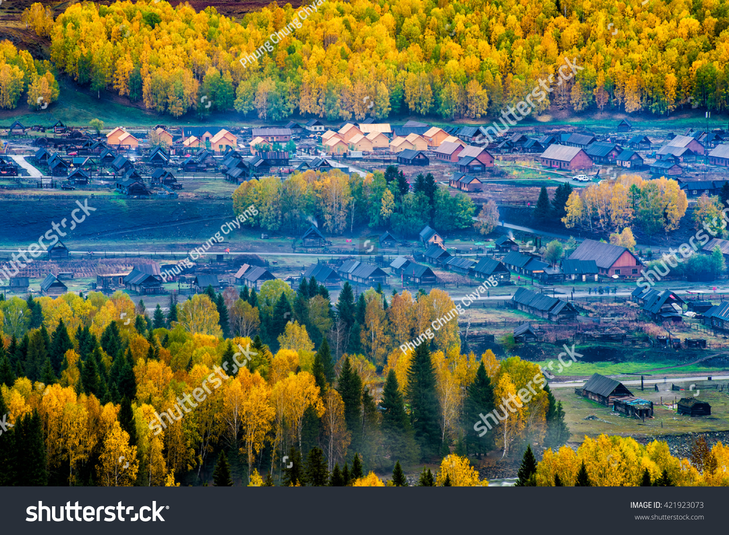Blue Tone Of Hemu Village In The Foggy Early Morning
