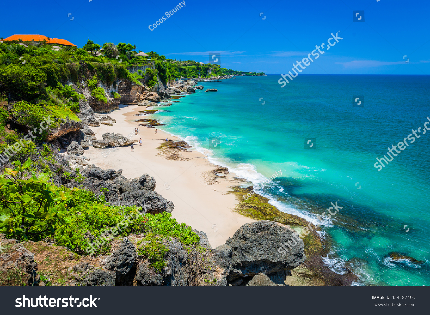 Scenic landscape of high cliff on Tropical beach / Bali  Indonesia
