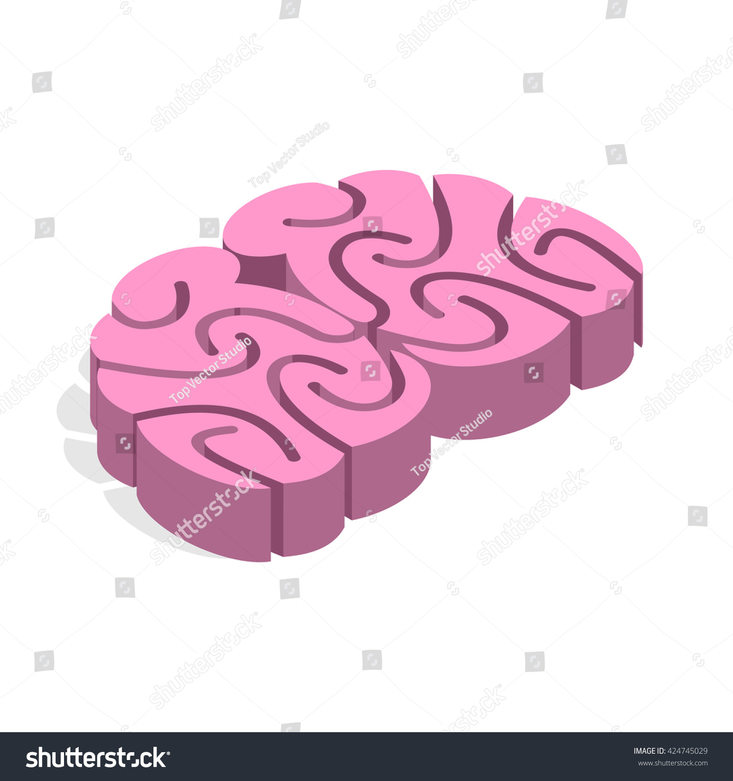 Brain isometrics. body human central nervous system. 3d mind
