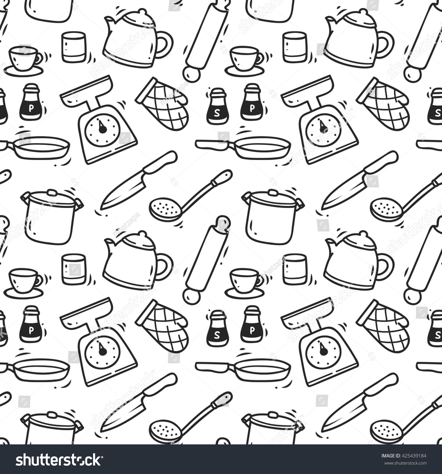cooking utensils seamless background