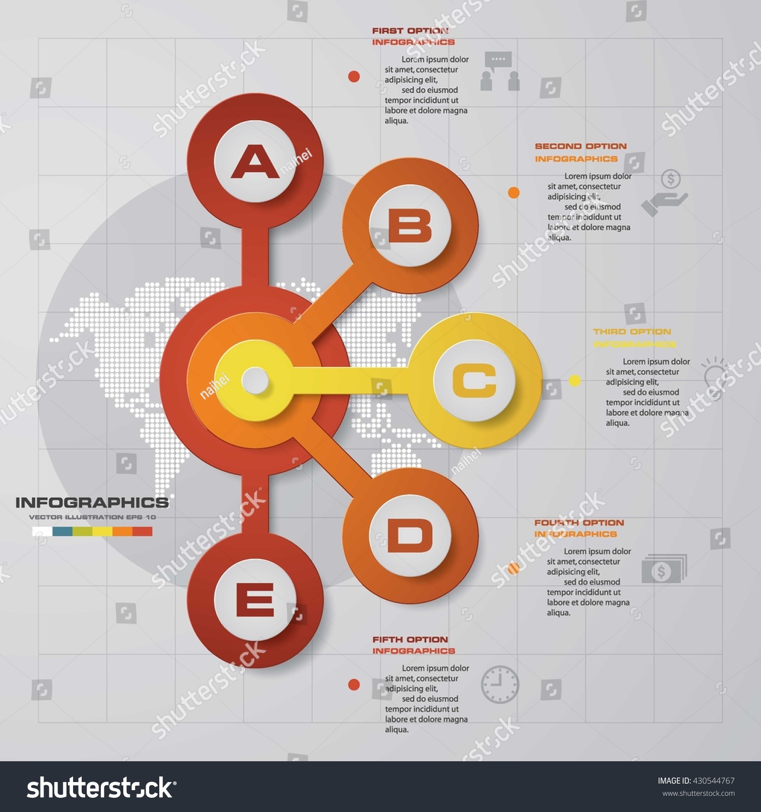 Design clean template/graphic or website layout. 5 steps in the circle ...
