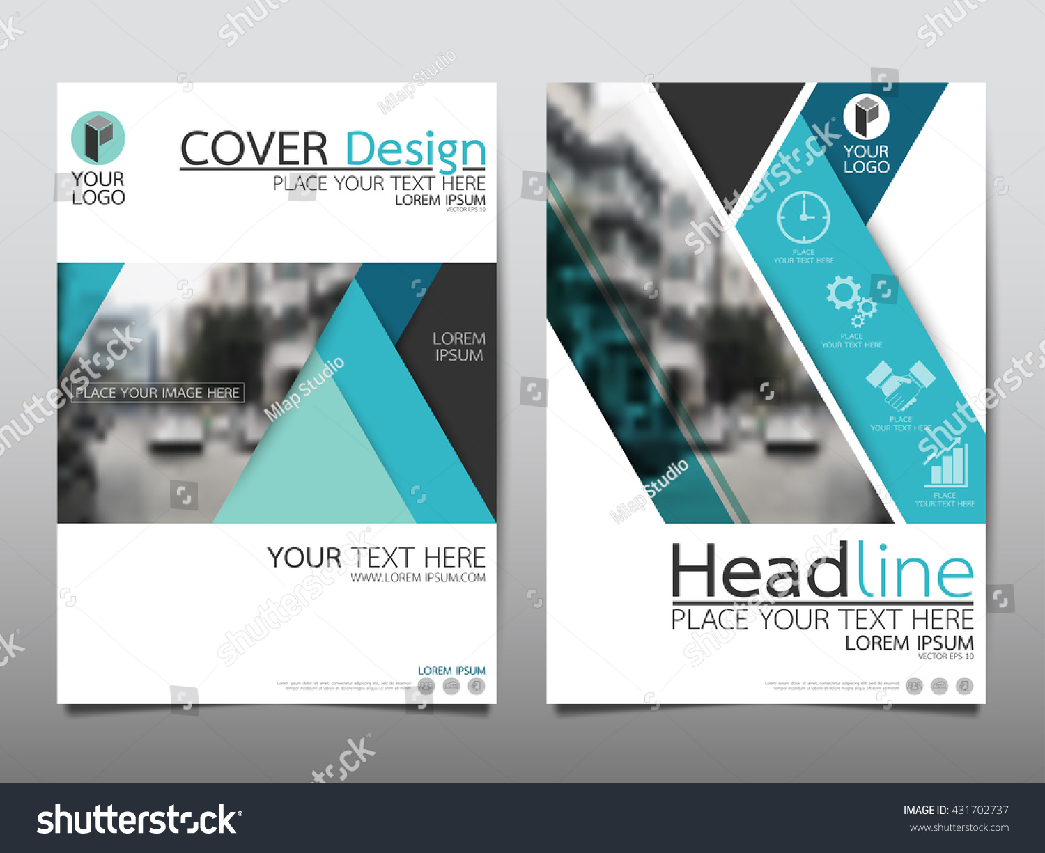 Blue triangle technology annual report brochure flyer design template vector  Leaflet cover presentation abstract geometric background  layout in A4 size