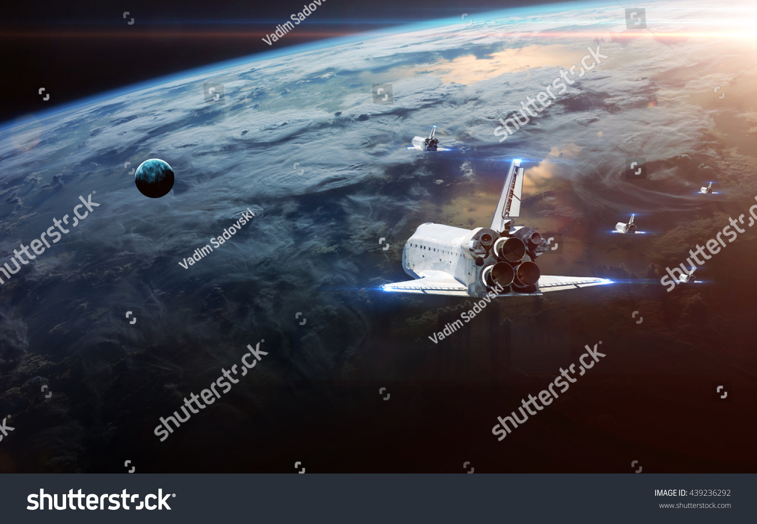 Spacecraft Launch Into Space. Elements of this image furnished by NASA.