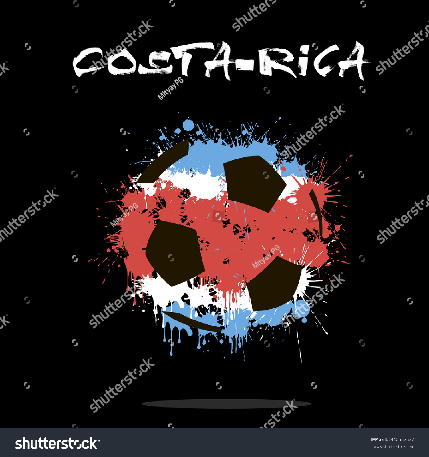 Abstract soccer ball painted in the colors of the Costa-Rica flag. Vector illustration 
