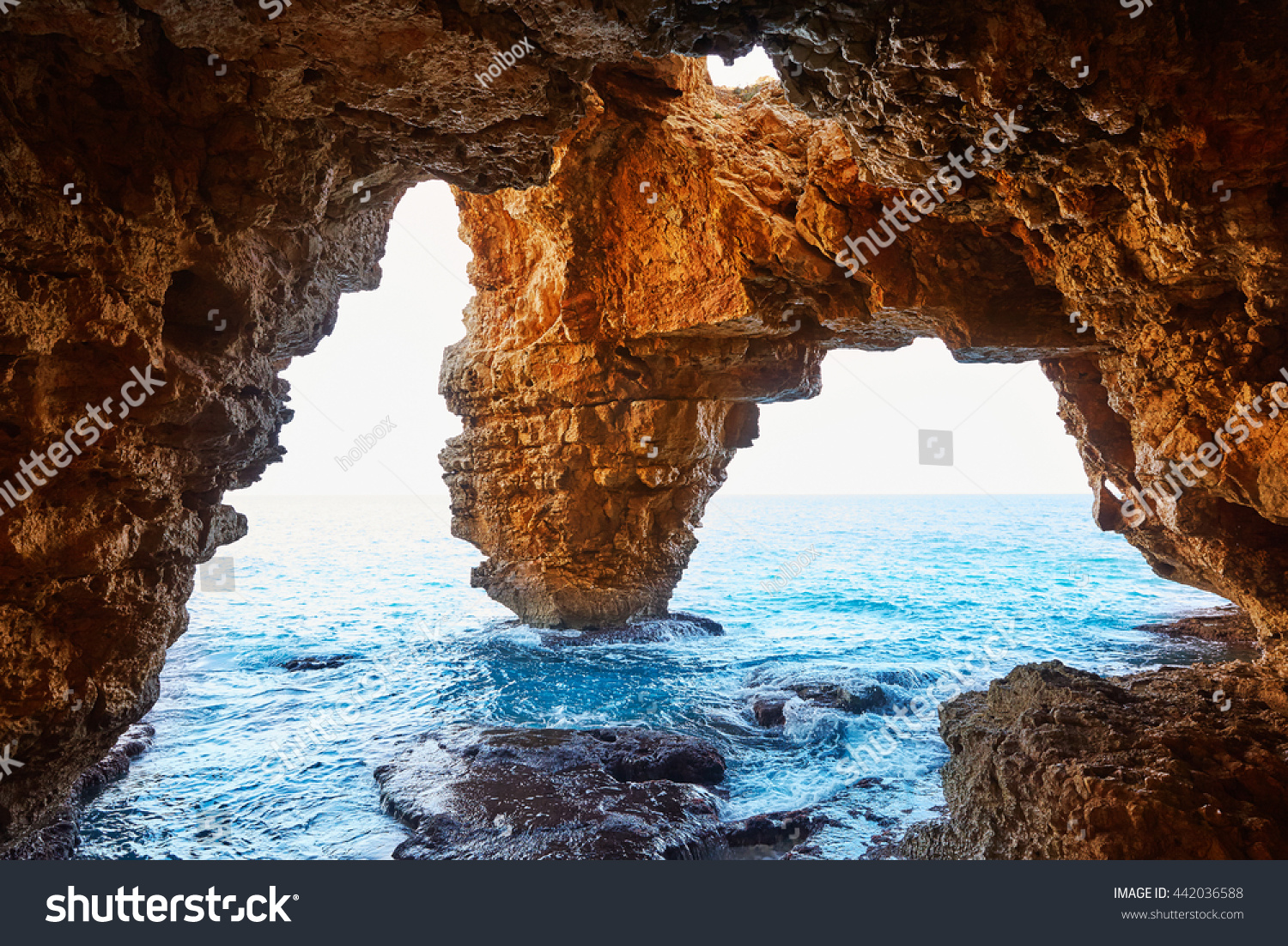 Cala del Moraig beach caves  in Benitatxell of Alicante in Spain
