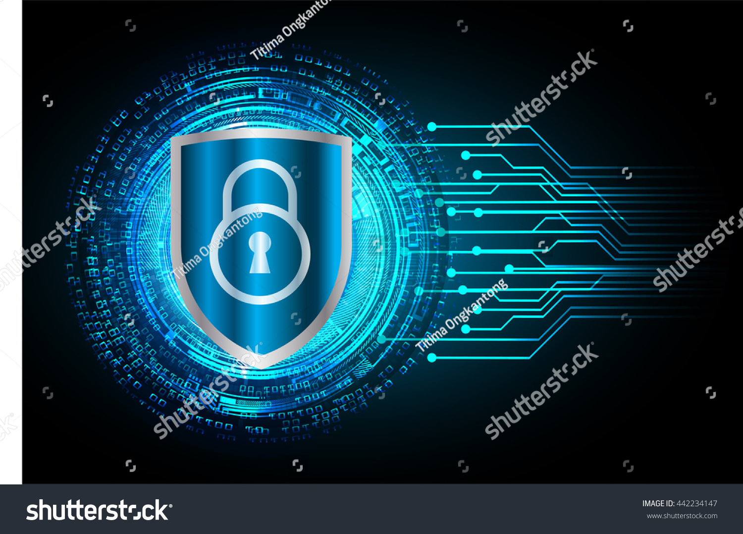 Safety concept  Closed Padlock on digital background  cyber security  Blue abstract hi speed internet technology background illustration. key