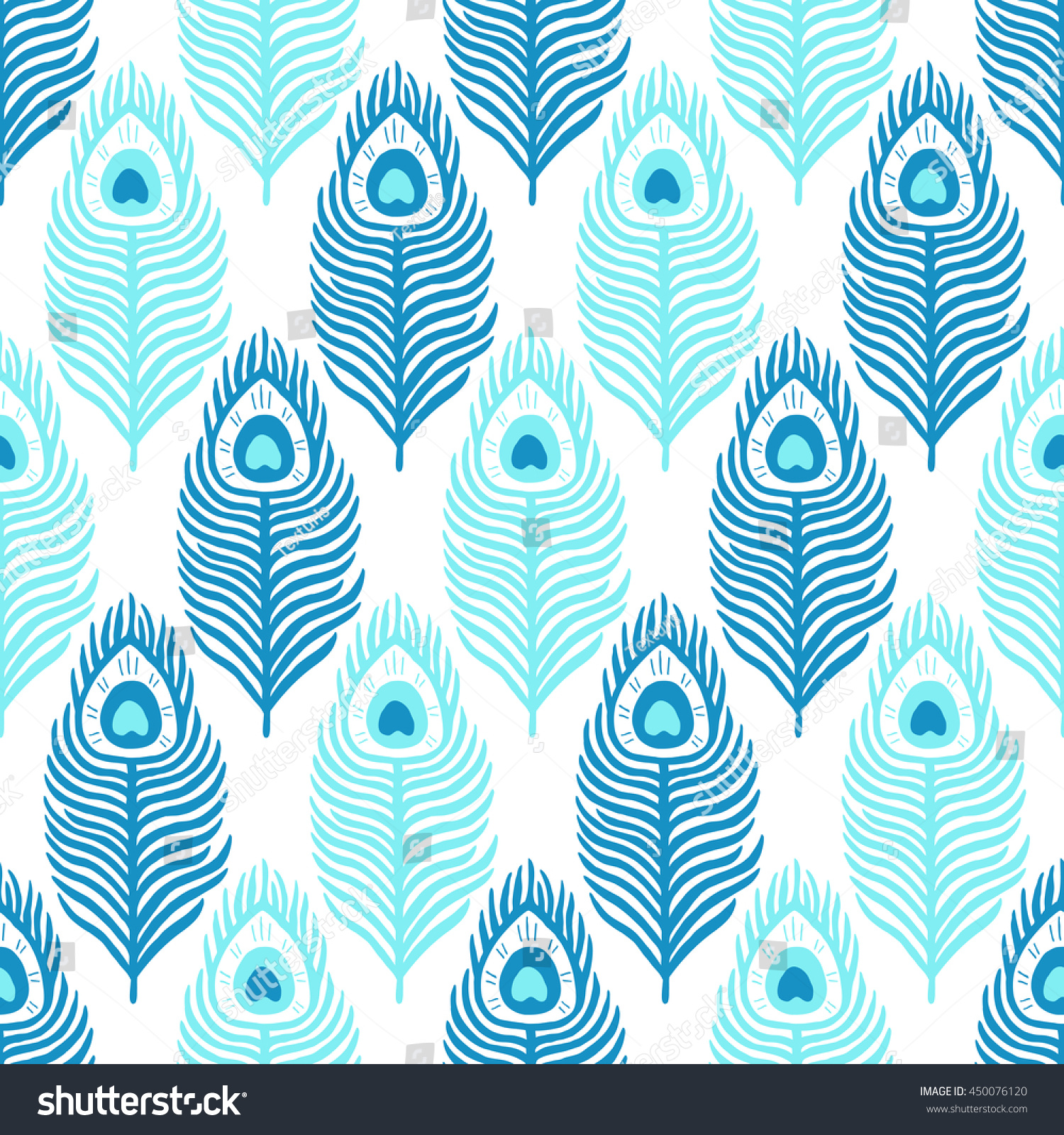 Peacock feather seamless pattern. Vector illustration. Cloth design  wallpaper  wrapping.