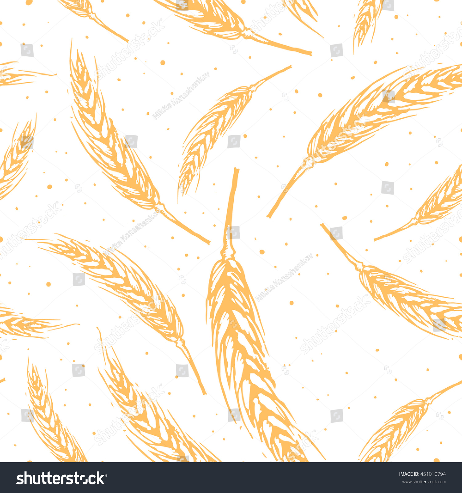Vector seamless pattern illustration ears of wheat. Malt beer background. Autumn harvest.