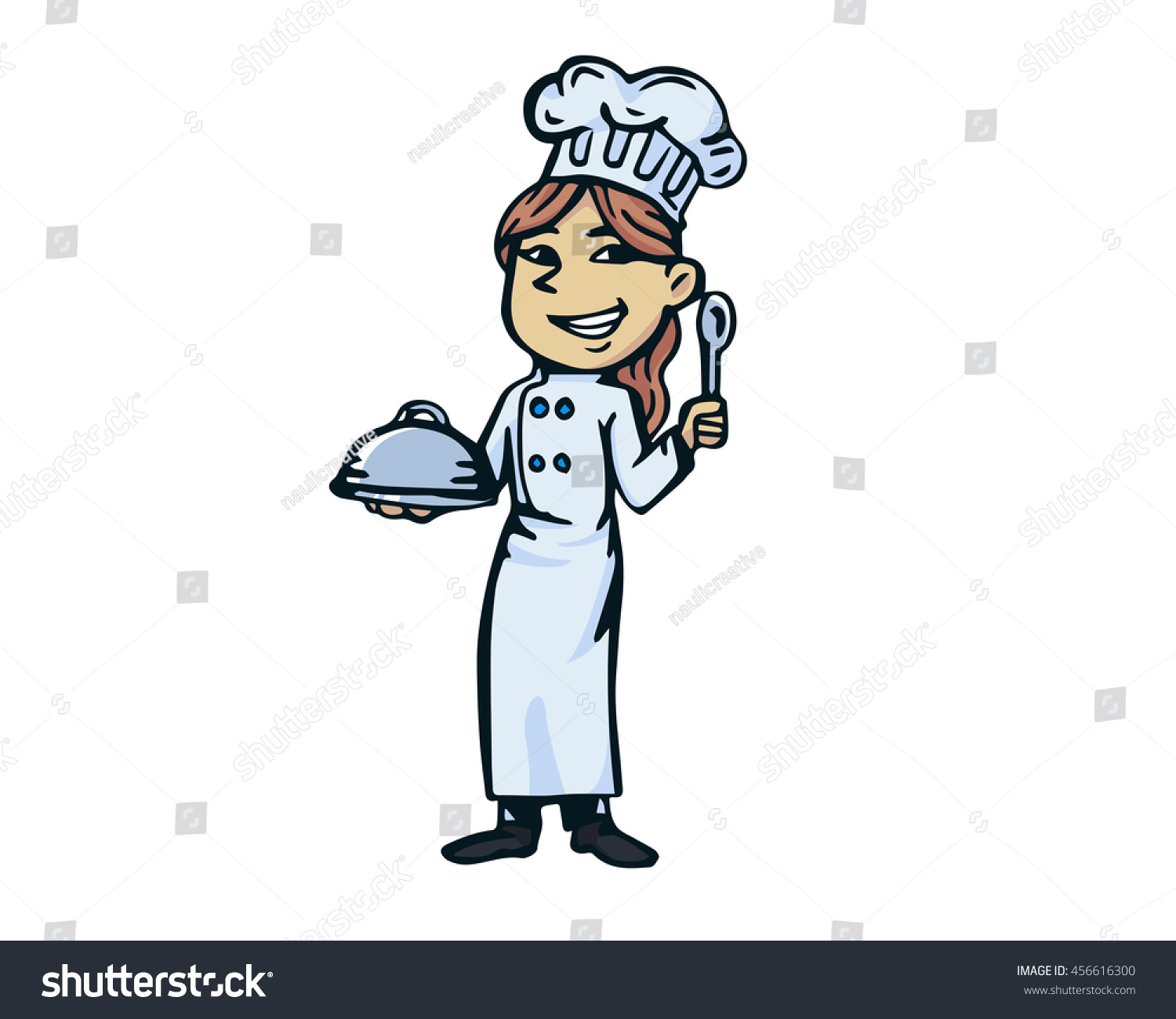 Modern Restaurant Chef Logo Cartoon - Western Female Restaurant Chef