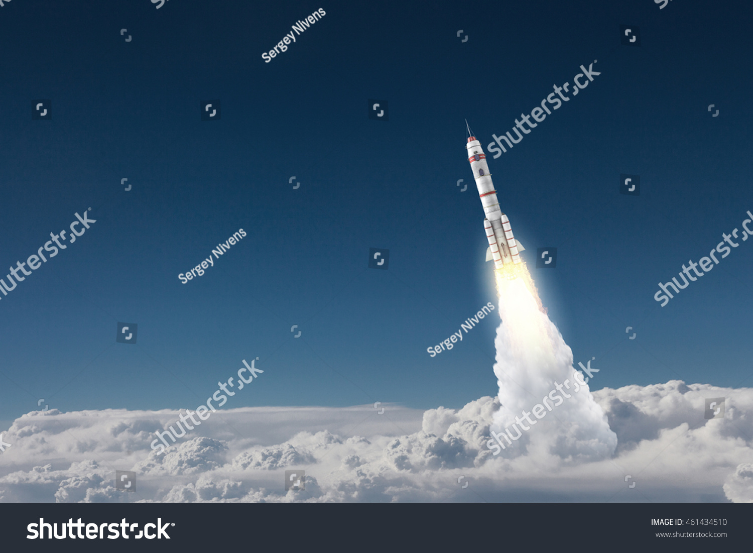 Rocket Space Ship . Mixed media