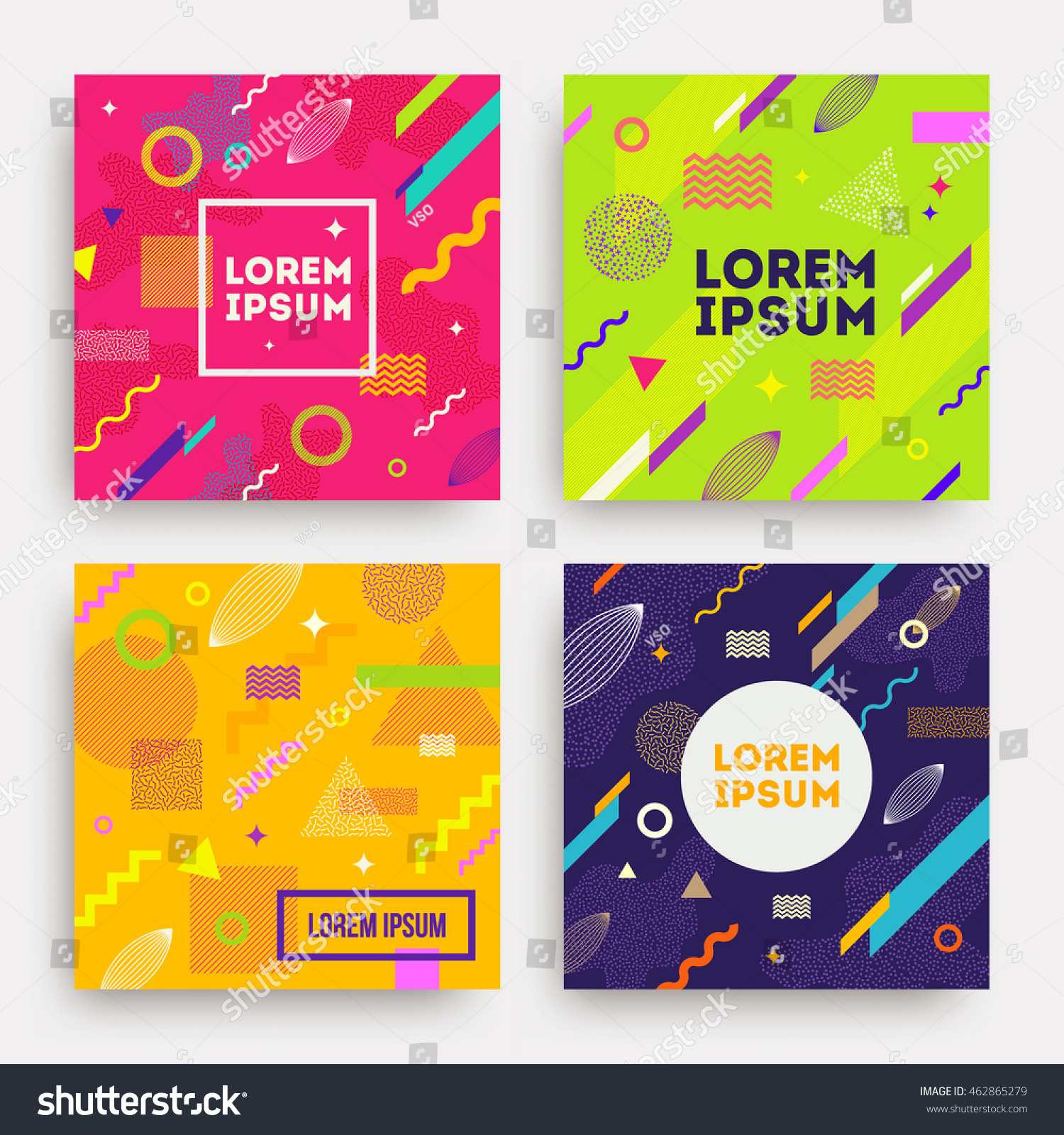 矢量集Avangarde复古背景 具有多色几何形状和复制空间框架