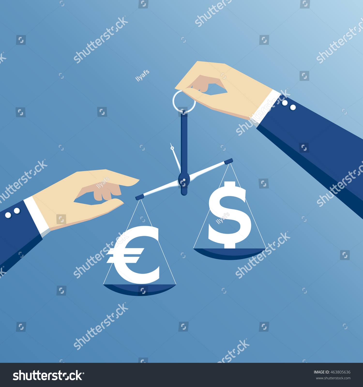 business concept exchange rate hands holding the scales and