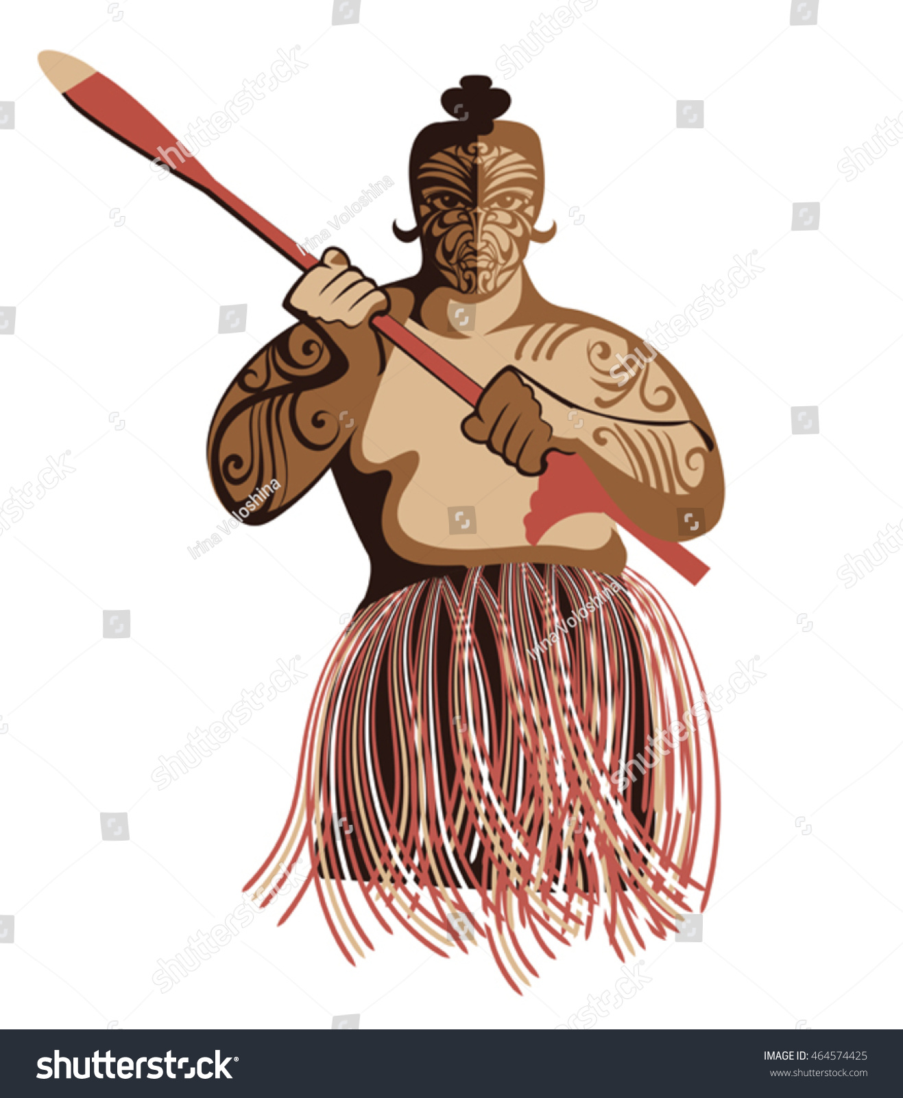The vector image of the historical warrior Maori tribe. New Zealand