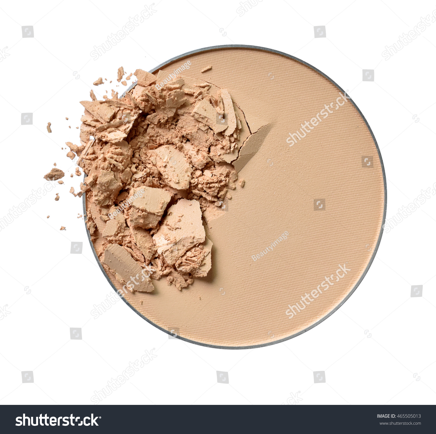 makeup powder  for face crushed on white background