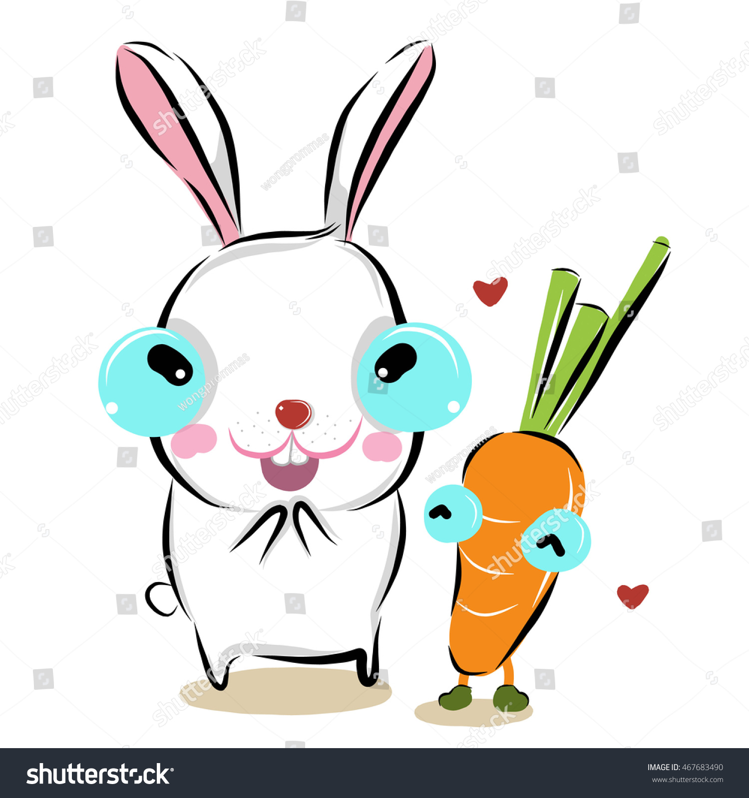 vectorillustrationofcutecuterabbitdrawingstyle