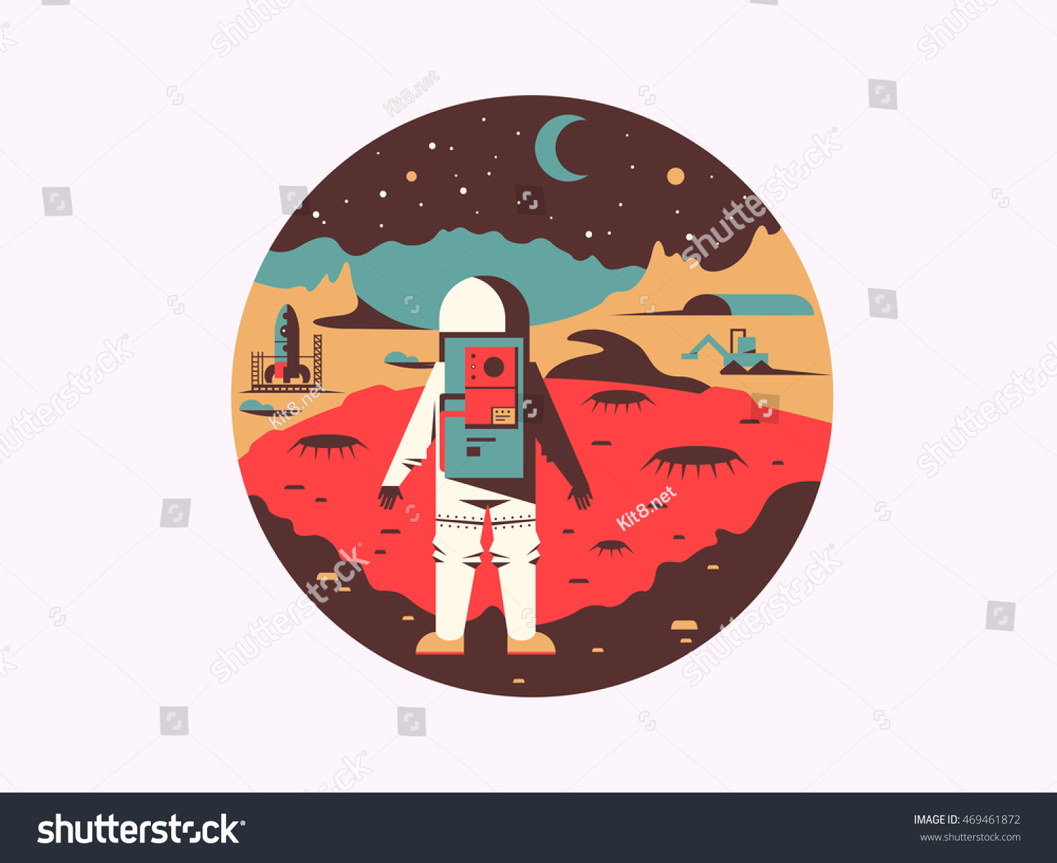 Man in space on unknown planet