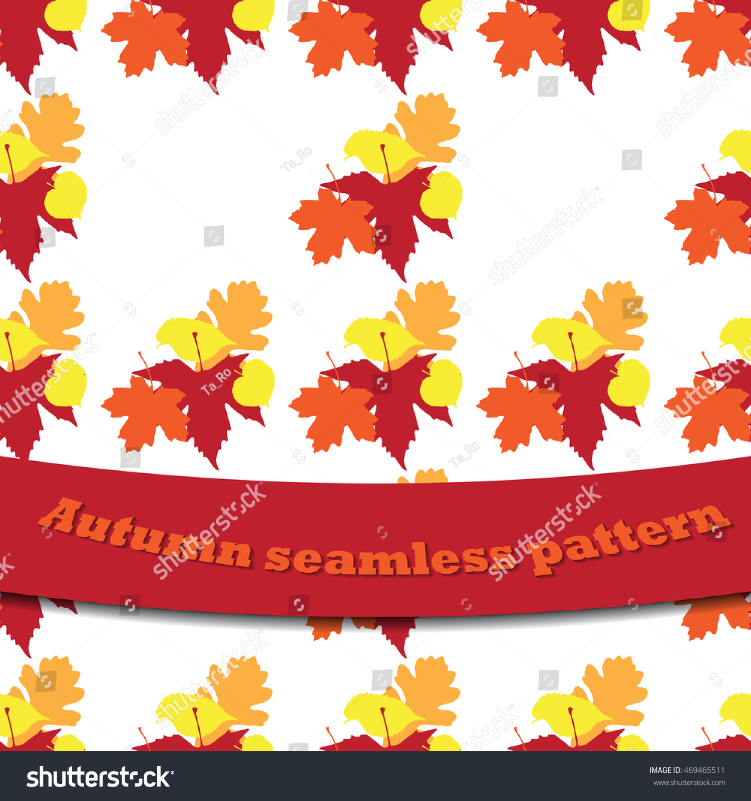 Vector seamless pattern with autumn leaves of marple  oak  beech  sycamore