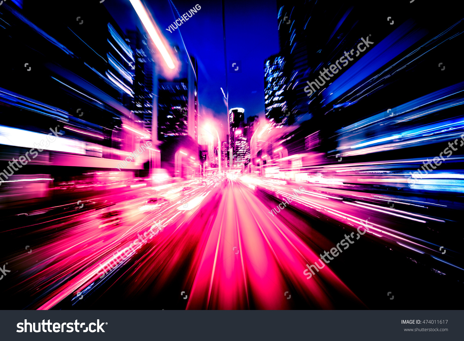 Abstract high speed traveling in city background