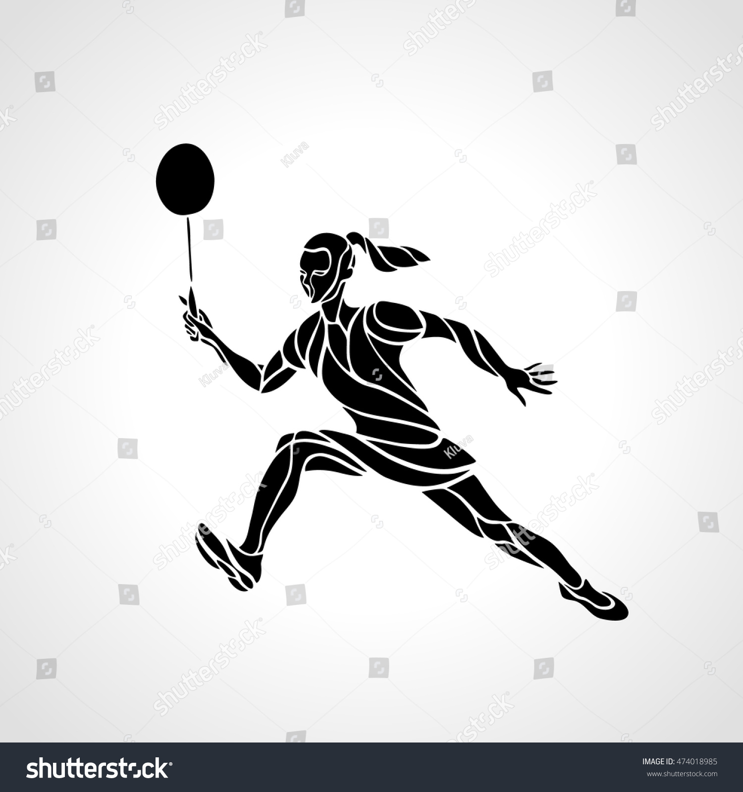 Creative silhouette of abstract female badminton player